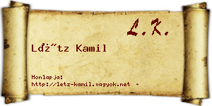 Létz Kamil névjegykártya